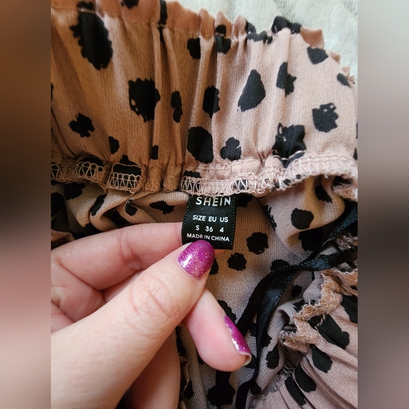 Shein long skirt, black polka dot and mauve, small - Picture 7 of 7